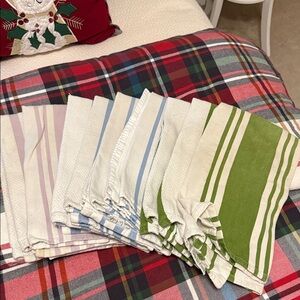 Striped Green and White Kitchen Towels